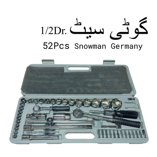 Snowman 52 Pcs Socket Set 1/2 Drive – Heavy Duty Ratchet Socket Tool Kit for Automotive and Workshop Use