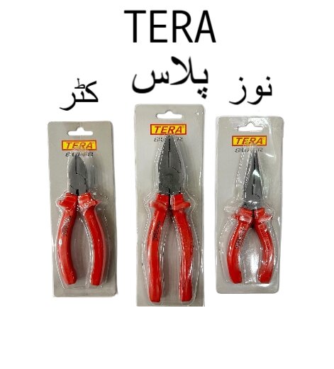 combination plier 8 inch  cutting plier 6 inch and nose plier 6 inch red grip  durable multitool set for precision and comfort