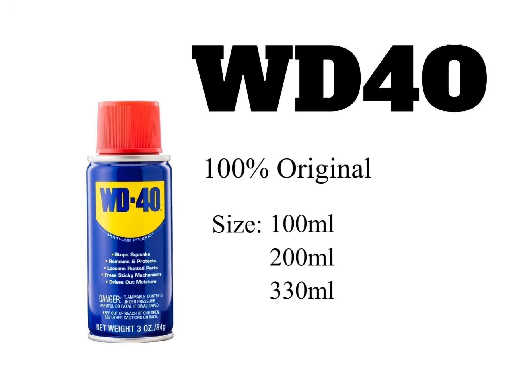 Original WD-40 Multi-Use Spray ? Rust Remover & Lubricant (100ml, 200ml, 330ml)