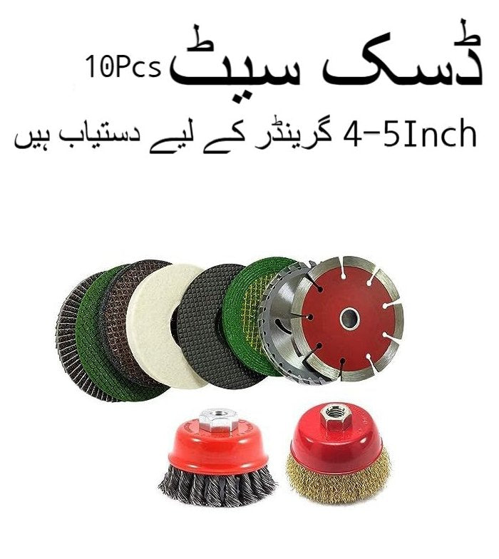 Angle Grinder Disc Combo (10Pcs Set) ? Cutting, Grinding & Polishing Blades Kit